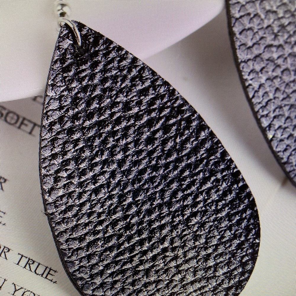Black leather earrings